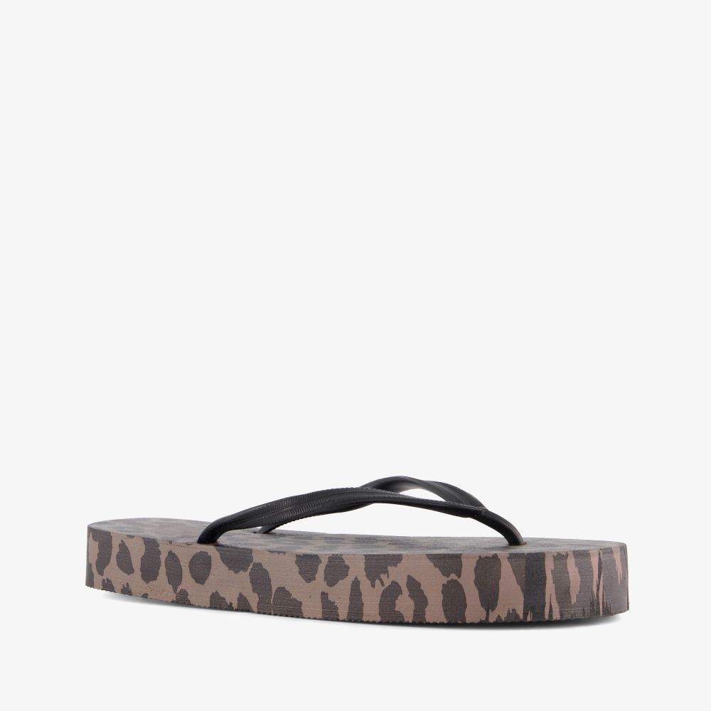 Scapino Dames teenslippers met panterprint bruin zwart