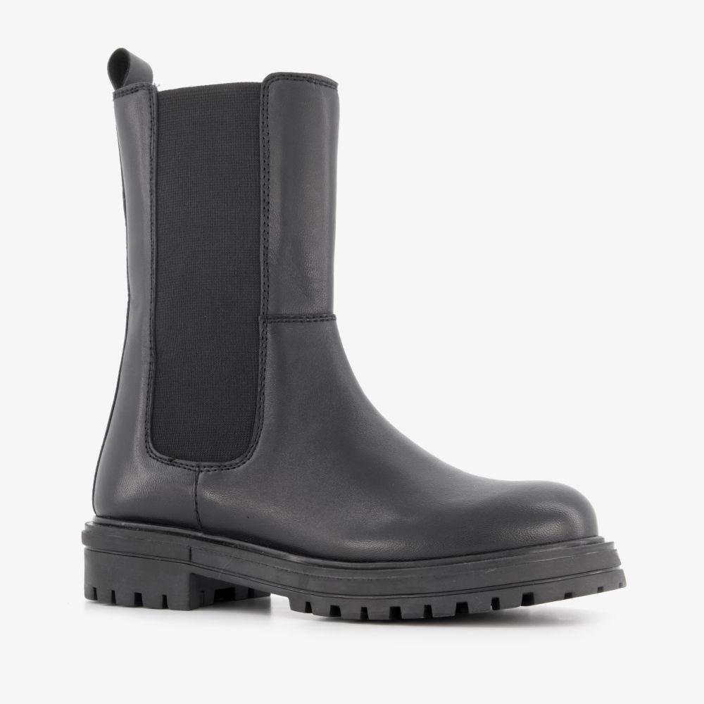 Groot leren meisjes Chelsea boots zwart