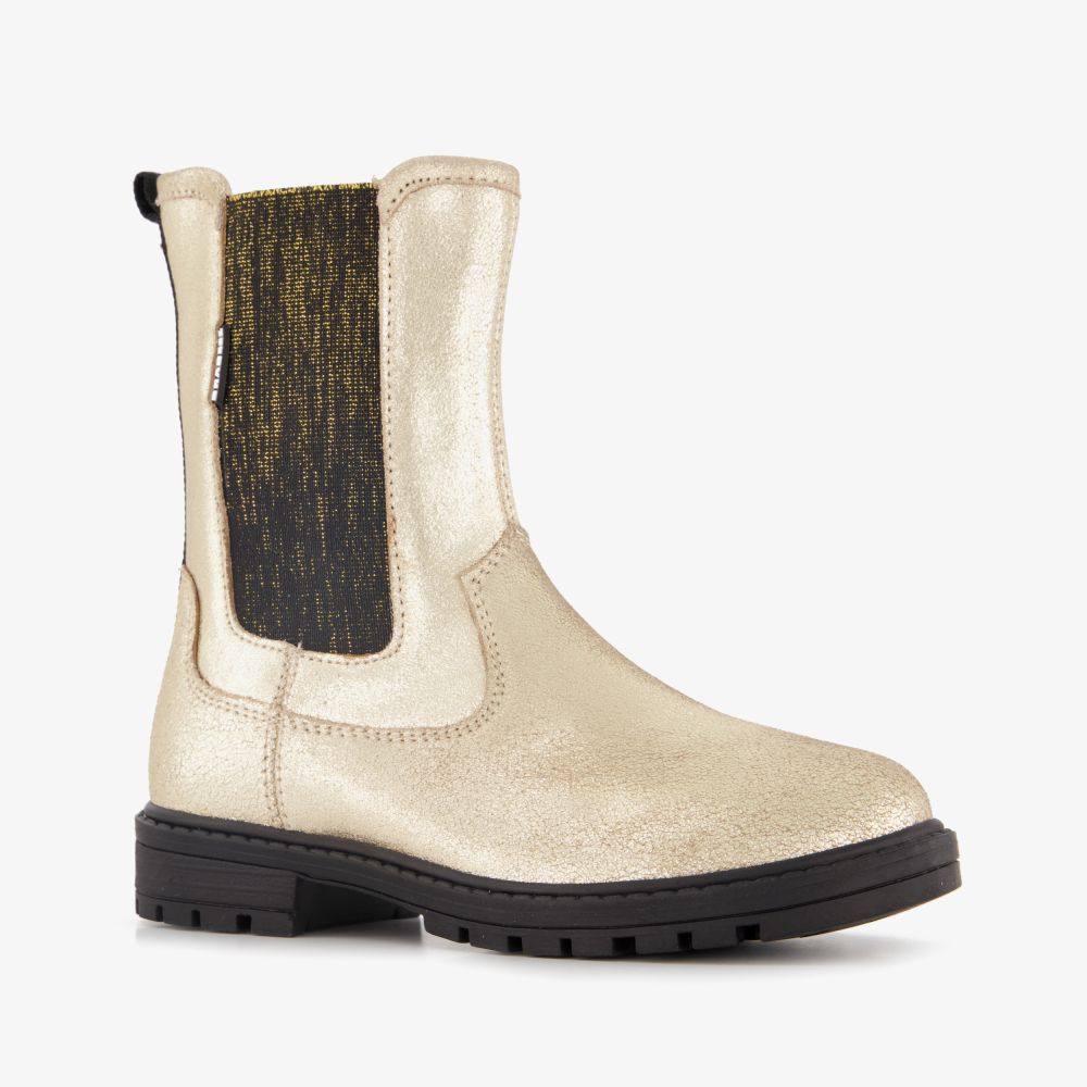 Braqeez leren meisjes Chelsea boots goud