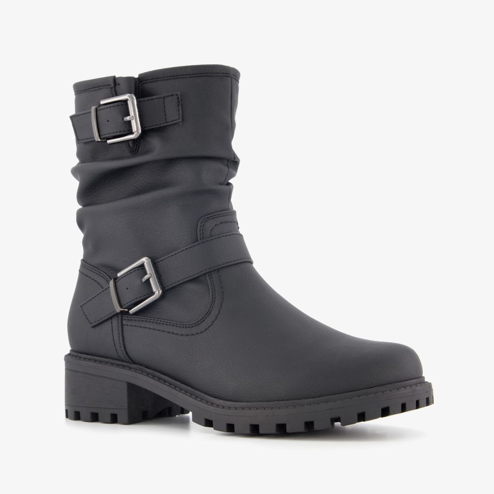Blue Box dames biker boots zwart