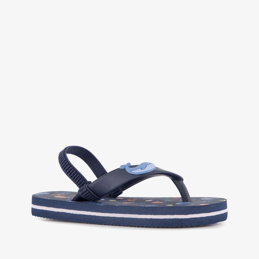 Scapino Kinder teenslippers met hielbandje en zeedieren blauw