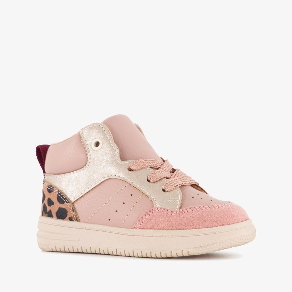 Blue Box hoge meisjes sneakers met luipaardprint roze