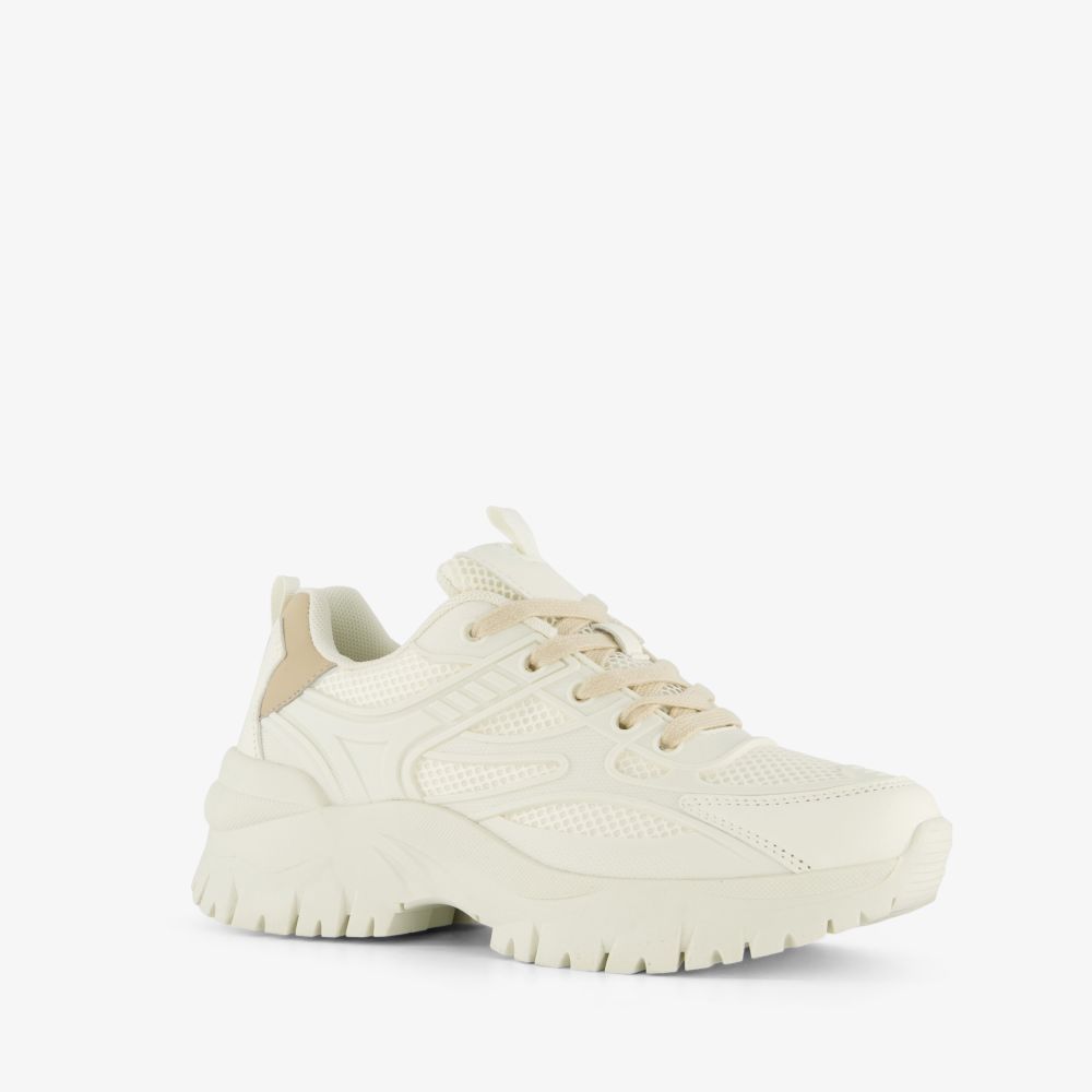 Blue Box dames dad sneakers wit beige