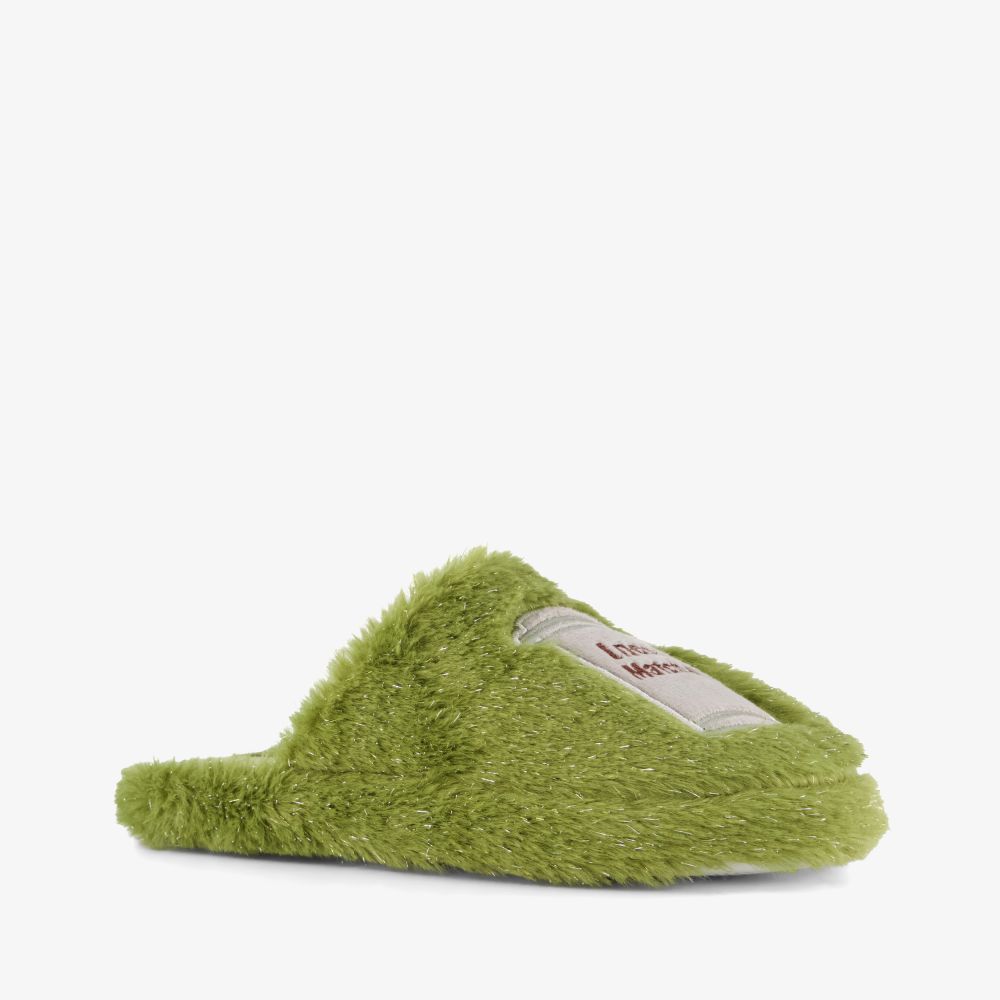 Thu!s fluffy dames instap pantoffels matcha groen