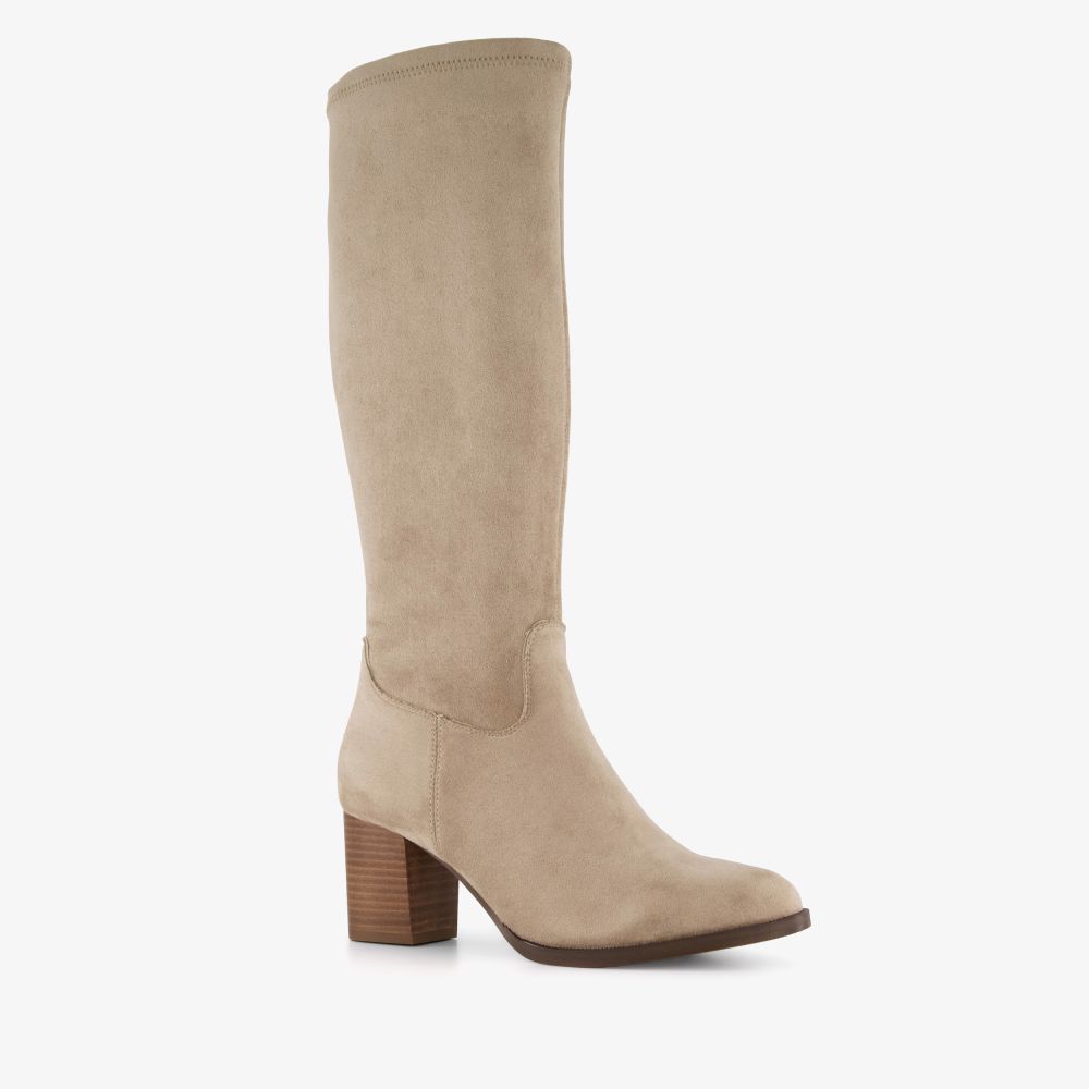 Nova hoge dames laarzen met hak beige