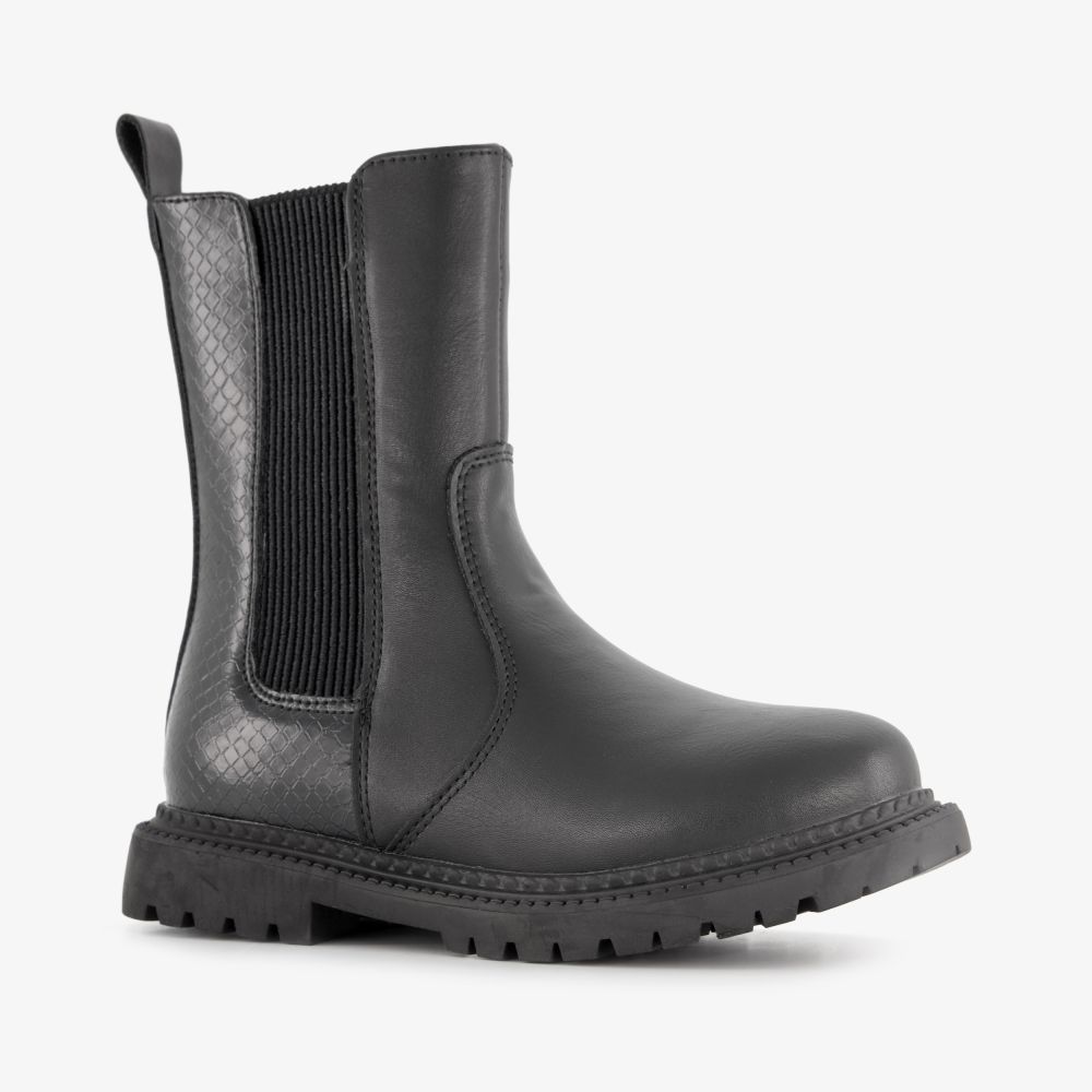 Blue Box meisjes Chelsea boots met croco dessin zwart