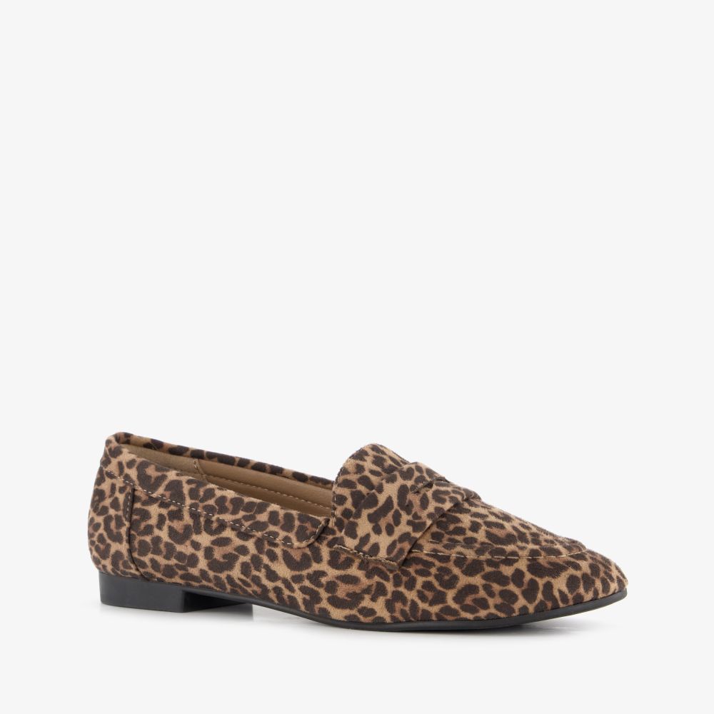 Nova dames loafers met panterprint bruin