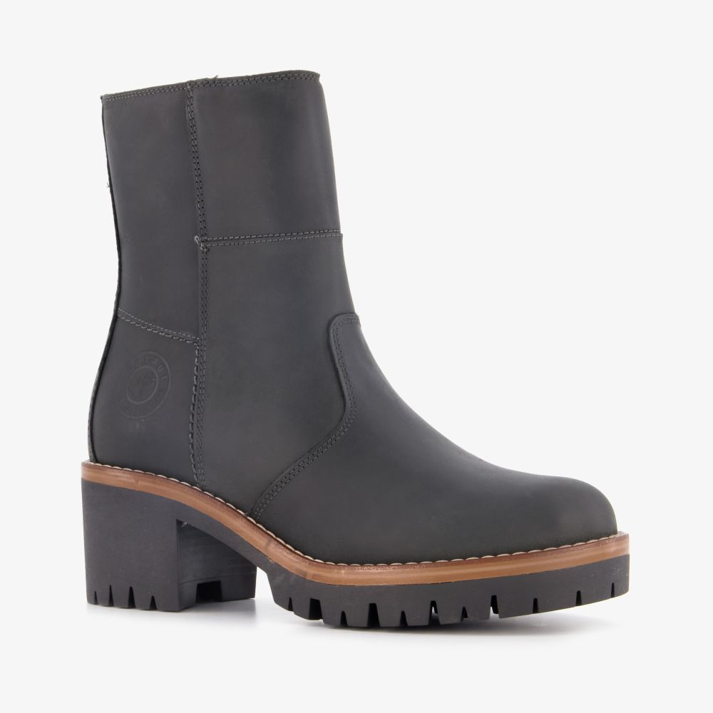 Output leren dames boots met hak zwart