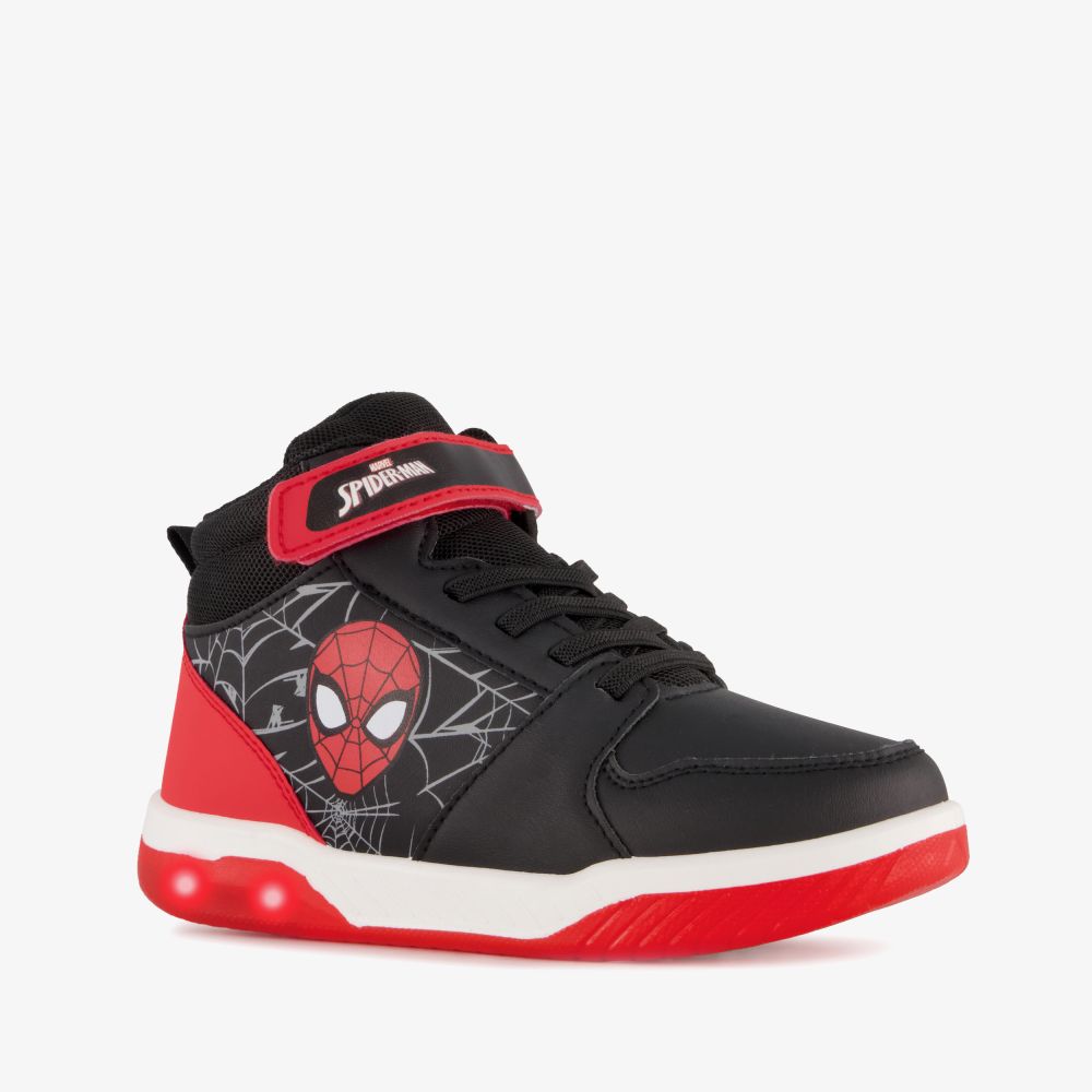 Spider-Man hoge jongens sneakers met lichtjes zwart rood