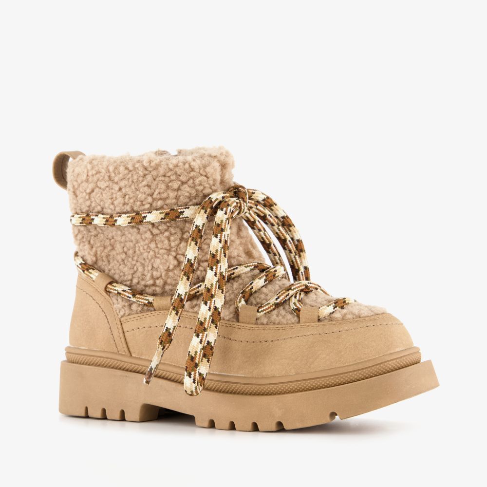 Blue Box meisjes teddy boots beige