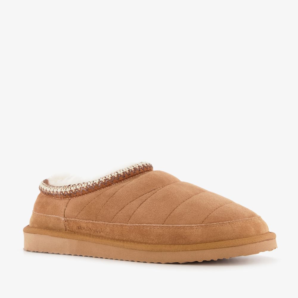 Hush Puppies suède heren pantoffels gevoerd cognac
