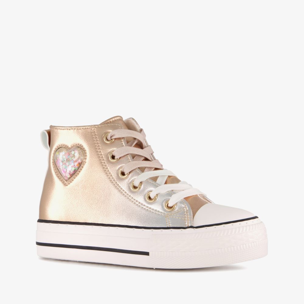 Blue Box hoge meisjes sneakers metallic goud