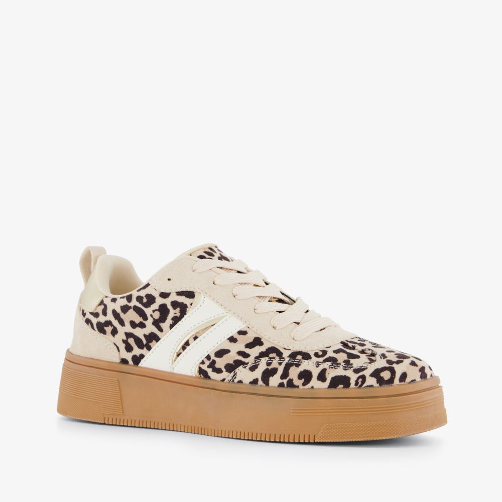 Blue Box dames sneakers panterprint bruin