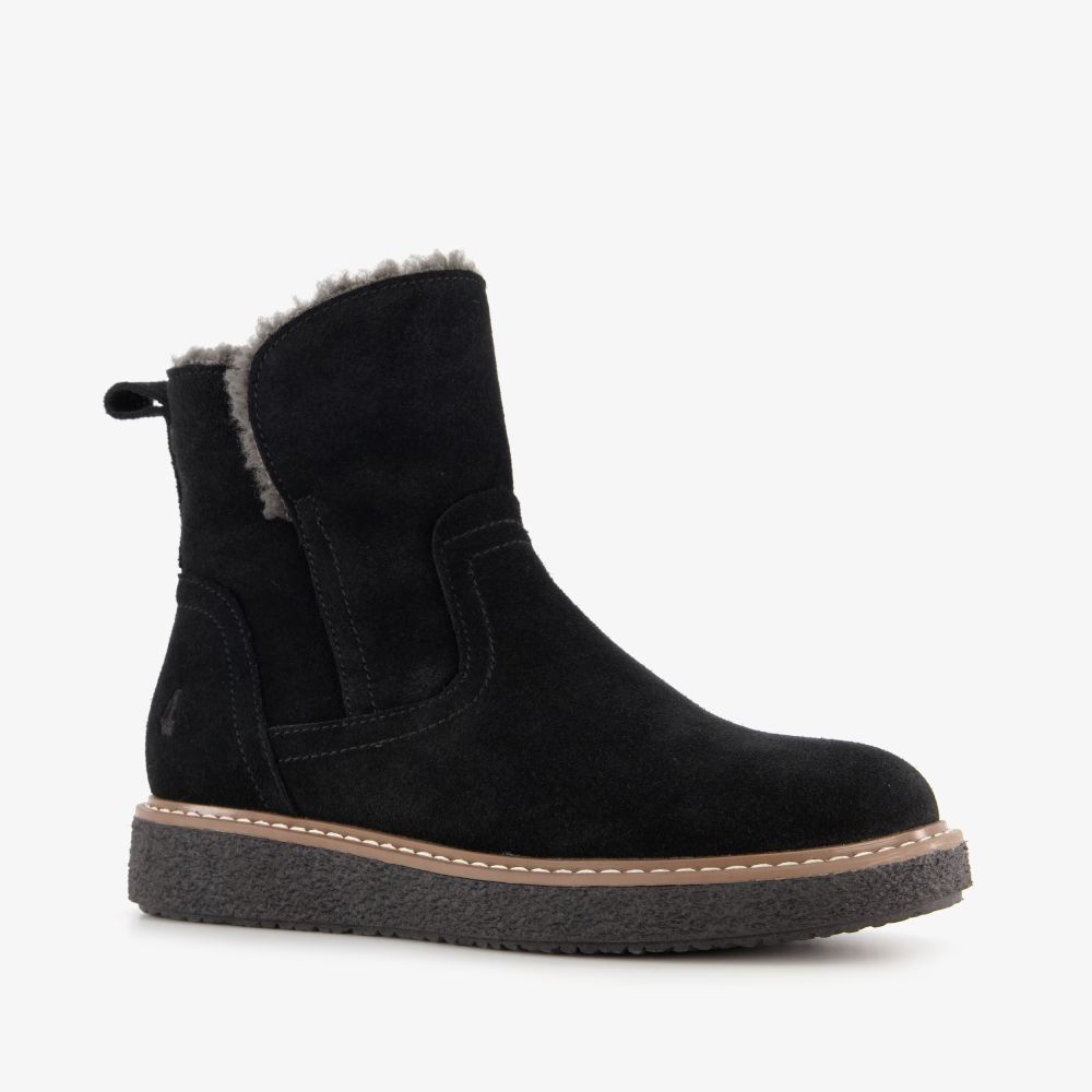 Hush Puppies gevoerde suède dames boots zwart