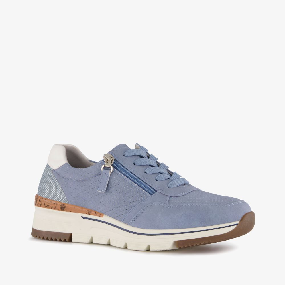 Natuform dames sneakers met kurkdetail blauw