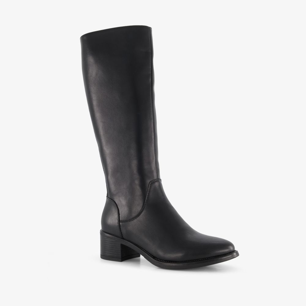 Blue Box hoge dames stretchlaarzen met hak zwart