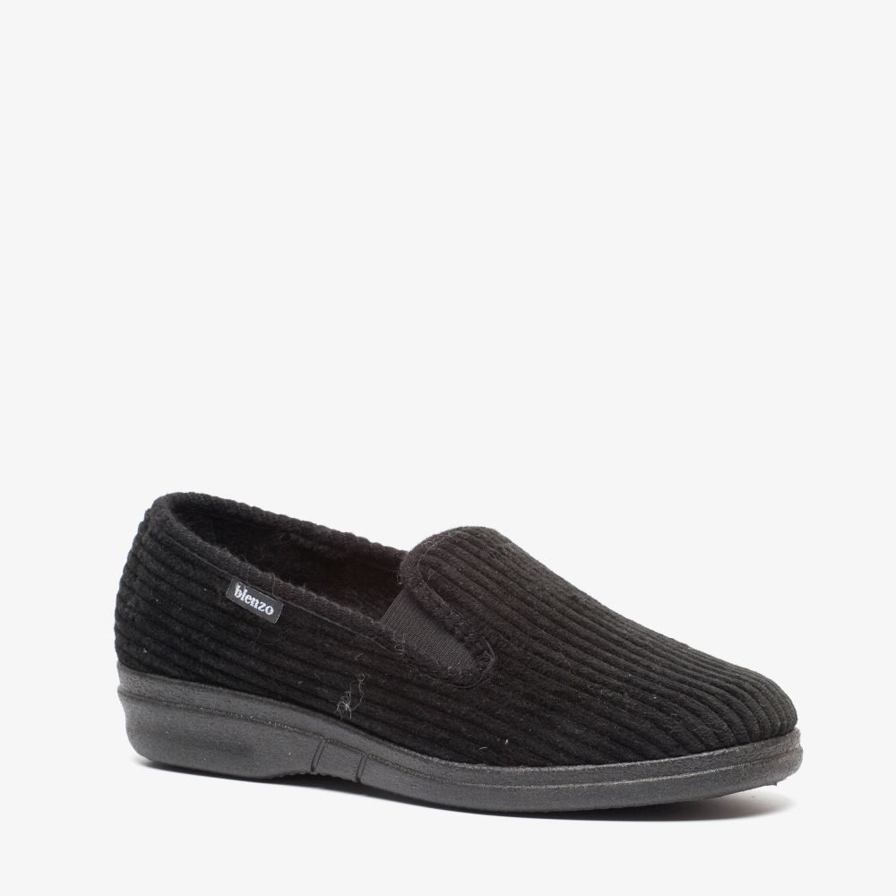 Blenzo heren pantoffels rib zwart