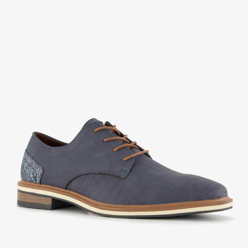 Emilio Salvatini heren veterschoenen met reliëf blauw