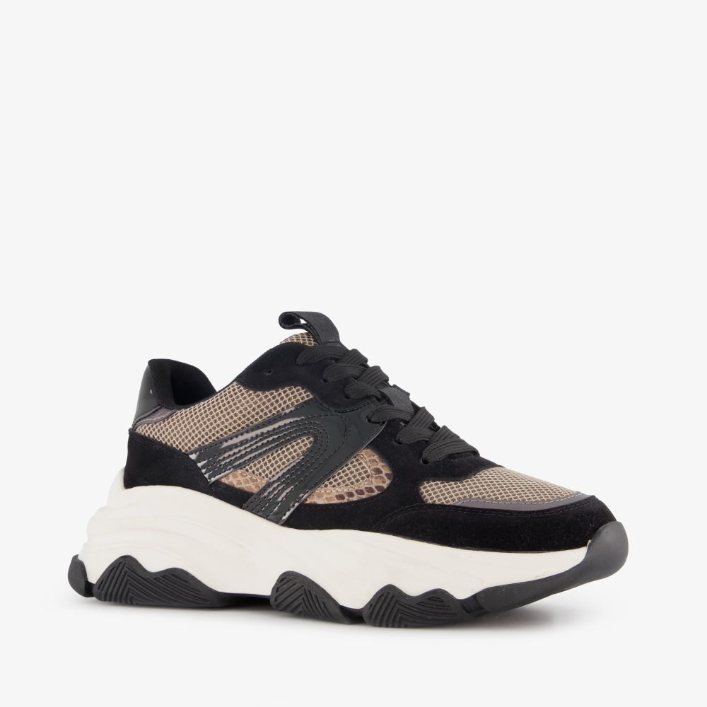 Blue Box dames dad sneakers zwart beige