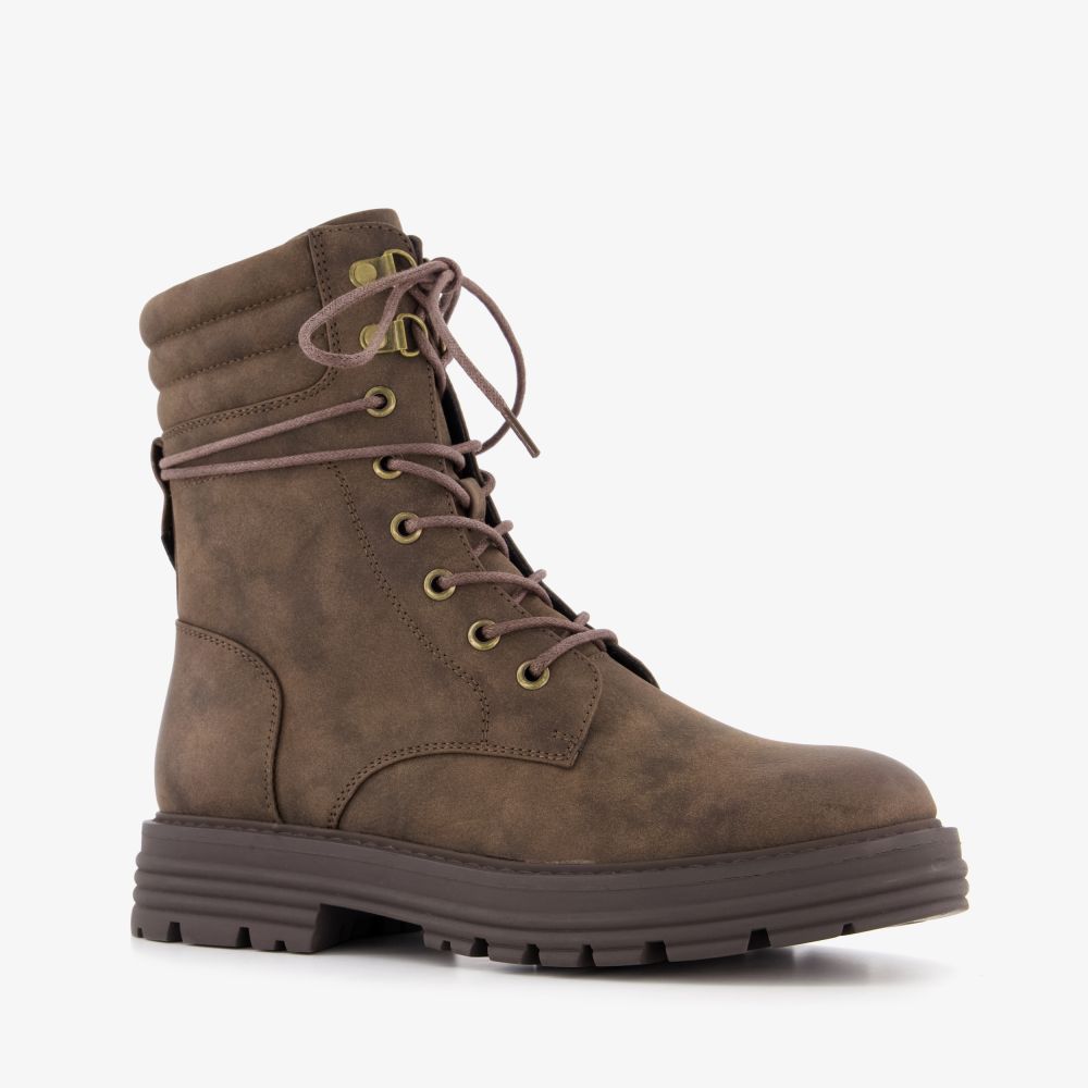 Blue Box dames veterboots bruin