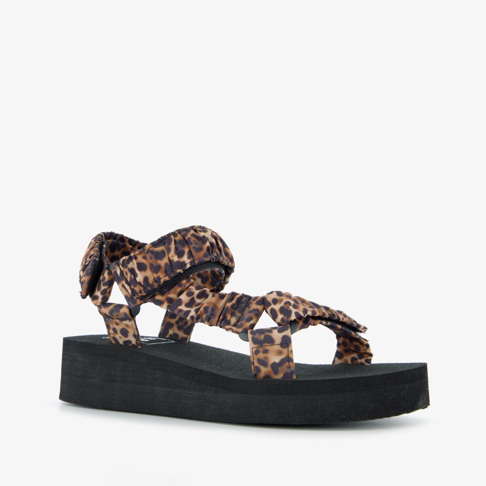Scapino Dames sandalen met plateauzool en panterprint