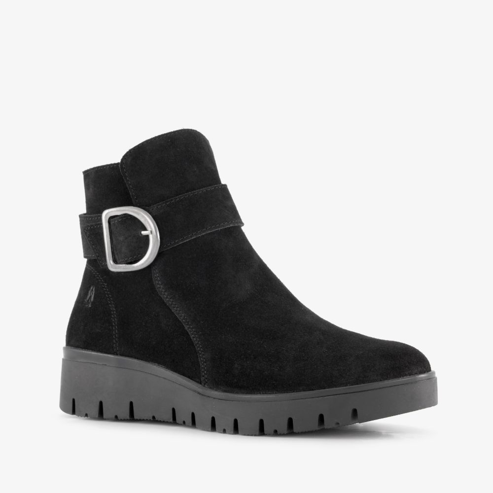 Hush Puppies suède dames boots zwart
